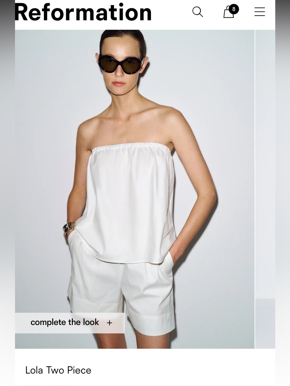 Reformation Lola Two Piece Ivory - Size XS